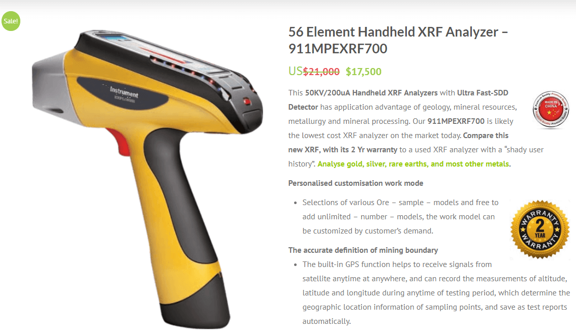 Portable XRF Analyzer & Price List