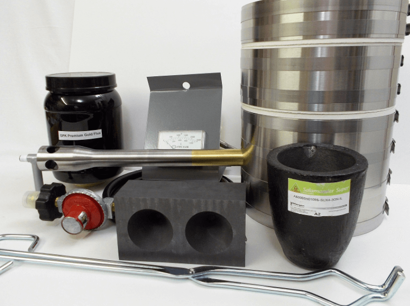 Melting Kit Gold & Silver Crucibles Set Handle Carbon Rod Flux