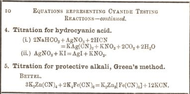 equation representing cyanide testing reactions 10